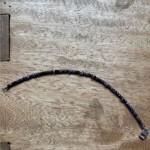 John Varvatos Raw Cut Blue Beaded Bracelet with Silver Accents